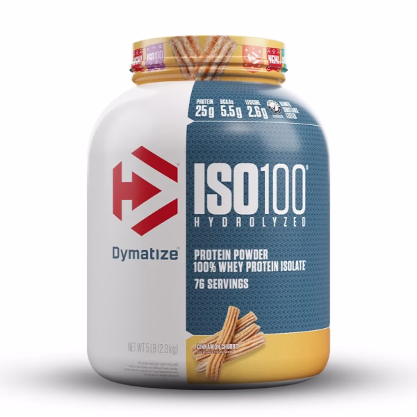 Dymatize ISO 100 Hydrolyzed Whey Protein Isolate, Cinnamon Churro, 5 LB